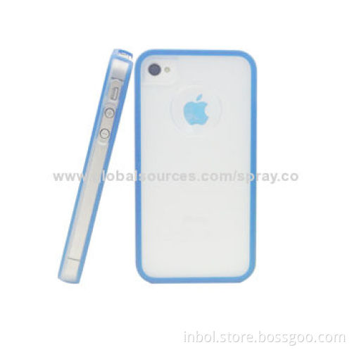 Hard PC Back Cover Cases for iPhone 4 4S with Blue TPU Frame, Lightweight